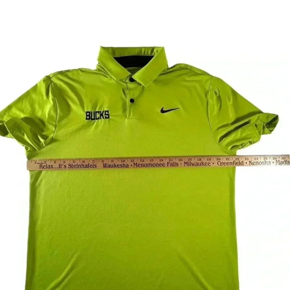 Nike Shirt Mens Medium "Bucks" Neon Green Golf Polo Short Sleeve Dri-Fit - Picture 4 of 11